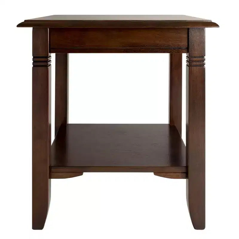 Table d'appoint - Bois massif, composite, pieds nervurés, étagère fixe