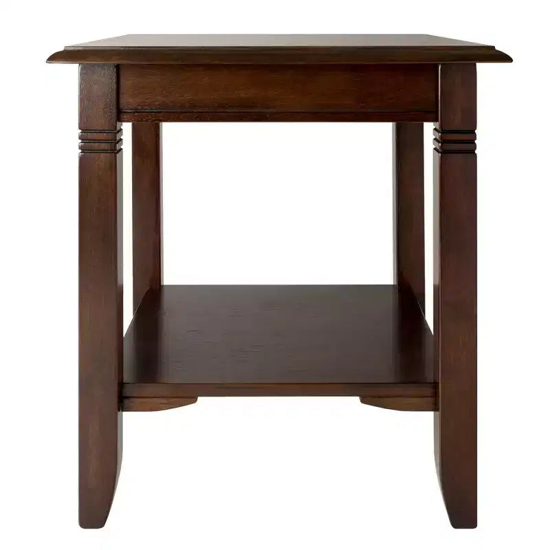 Table d'appoint - Bois massif, composite, pieds nervurés, étagère fixe