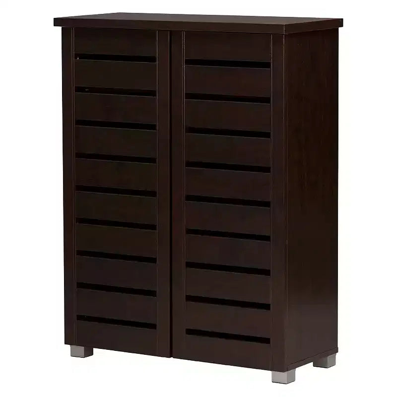 Modern and Contemporary 2-Door Wooden Entryway Shoes Storage Cabinet: Holds 15 Pairs, PVC Legs