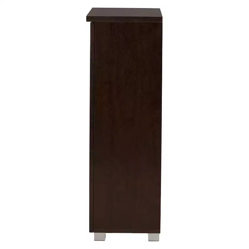 Meuble de rangement pour chaussures d'entrée en bois à 2 portes, moderne et contemporain : Peut contenir 15 paires, pieds en PVC