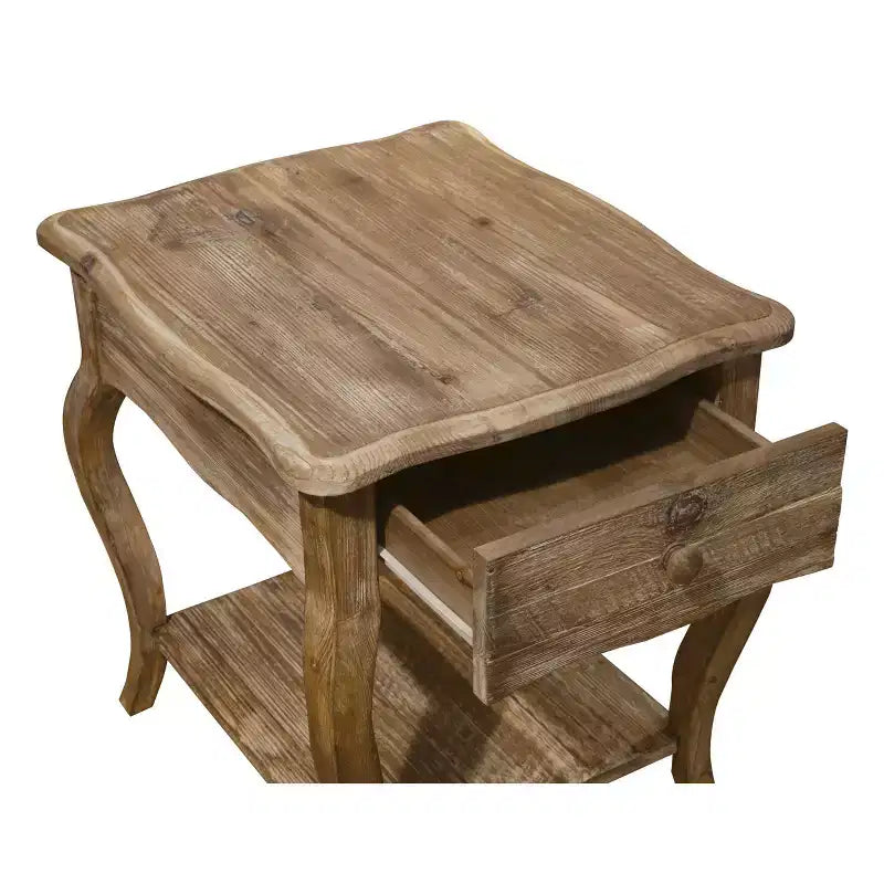 Table d'appoint rustique en bois de récupération marron vieilli