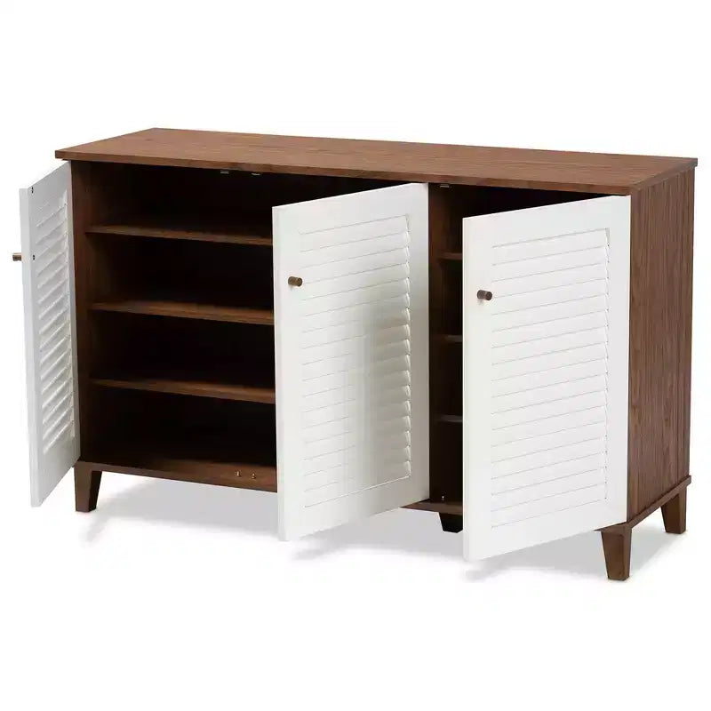 Coolidge 8 Shelf Wood Shoe Cabinet White/Walnut