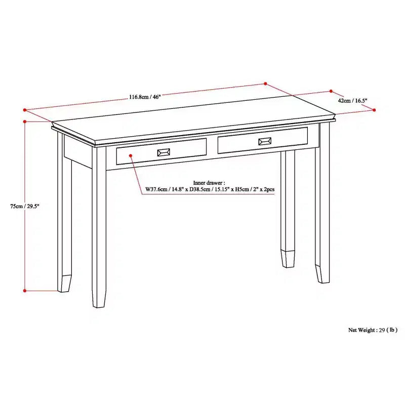46 Table console en bois massif Stratford moyenne