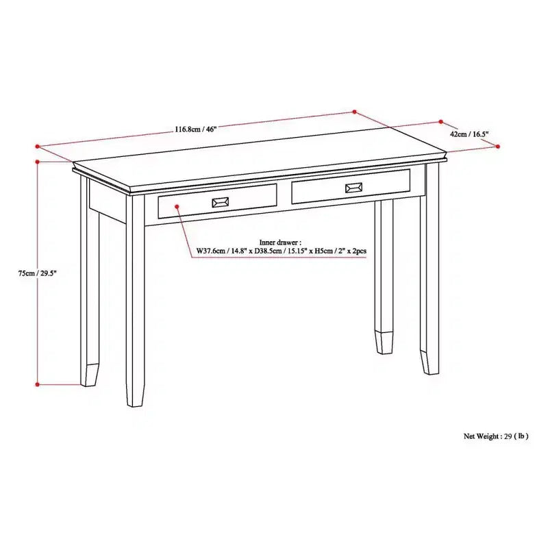46 Table console en bois massif Stratford moyenne