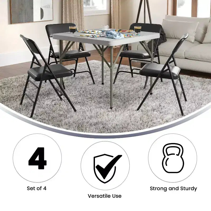 Chaise pliante en métal rembourrée série HERCULES à triple renfort et double charnière