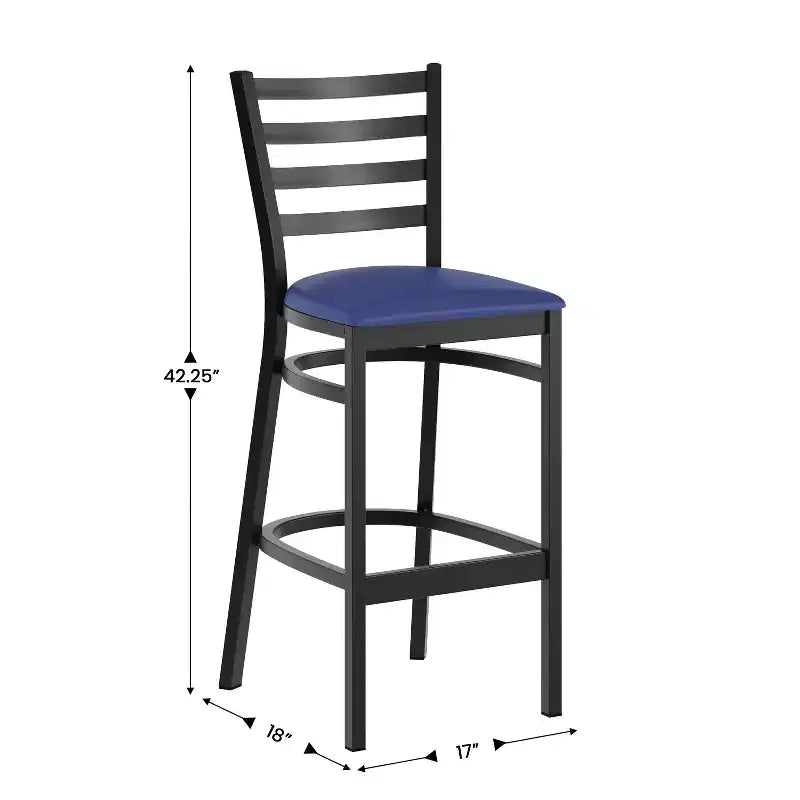 Tabouret de bar en métal avec dossier à barreaux pour restaurant