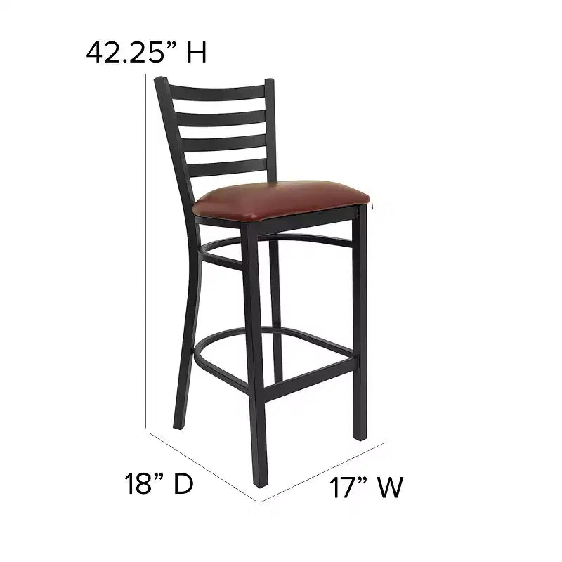 Tabouret de bar en métal avec dossier à barreaux pour restaurant