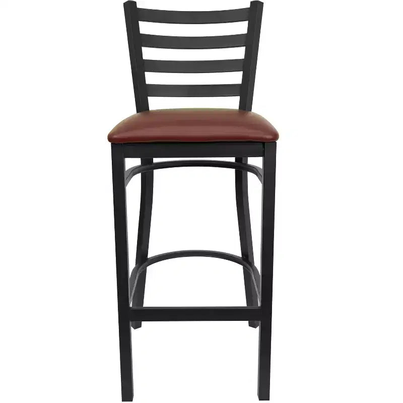 Tabouret de bar en métal avec dossier à barreaux pour restaurant