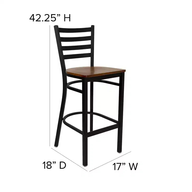 Tabouret de bar en métal avec dossier à barreaux pour restaurant