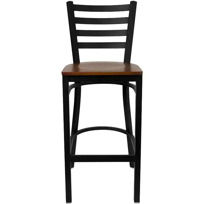 Tabouret de bar en métal avec dossier à barreaux pour restaurant