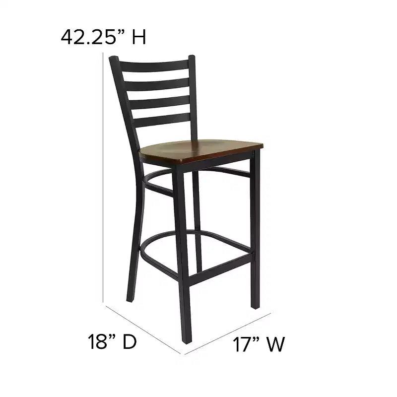 Tabouret de bar en métal avec dossier à barreaux pour restaurant