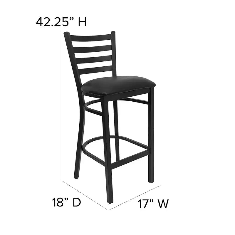 Tabouret de bar en métal avec dossier à barreaux pour restaurant