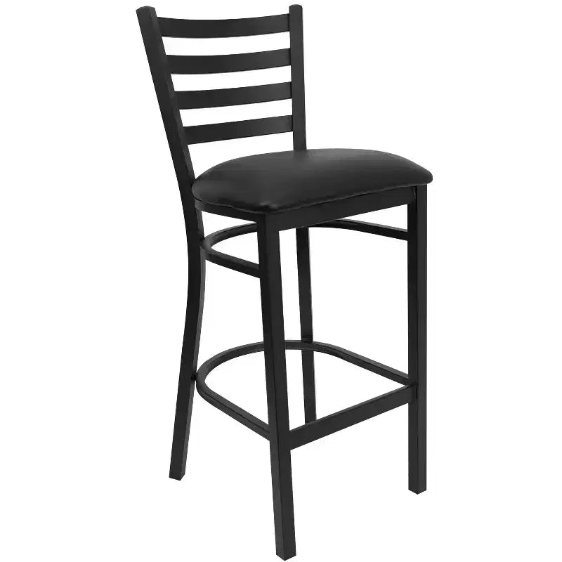 Tabouret de bar en métal avec dossier à barreaux pour restaurant