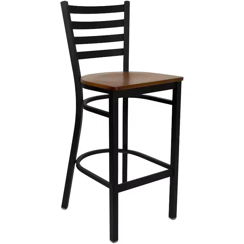 Tabouret de bar en métal avec dossier à barreaux pour restaurant