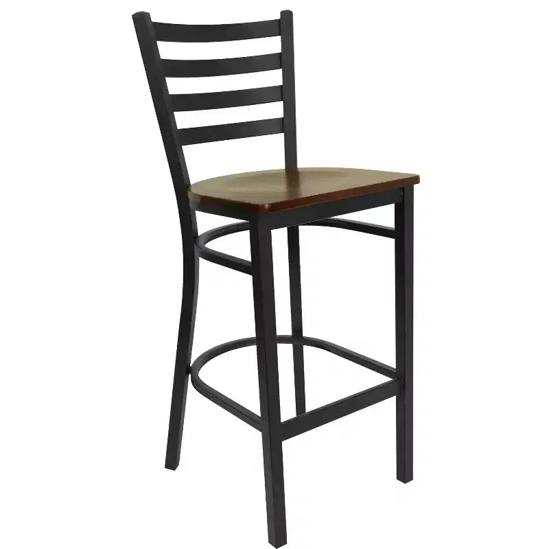 Tabouret de bar en métal avec dossier à barreaux pour restaurant