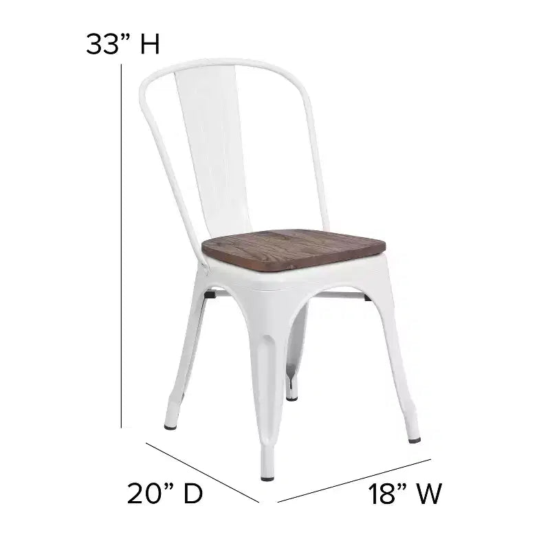 Chaise empilable en métal avec assise en bois
