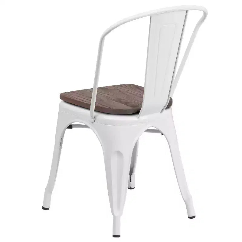 Chaise empilable en métal avec assise en bois