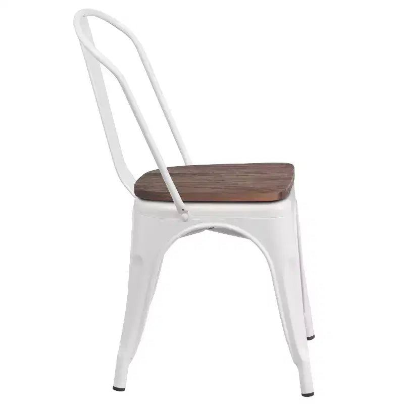 Chaise empilable en métal avec assise en bois